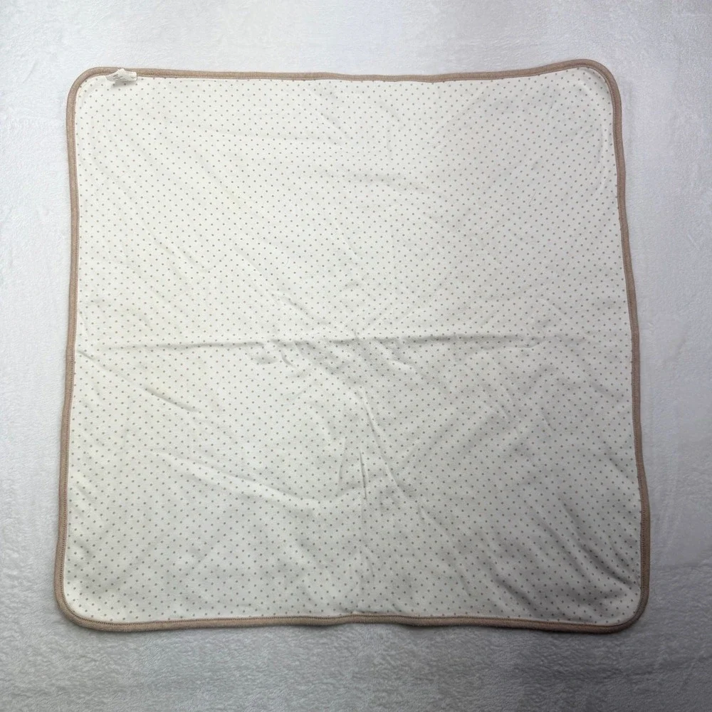VTG Gymboree Baby Blanket Reversible Organic Cotton Bear Hug Polka Dot Cream Tan